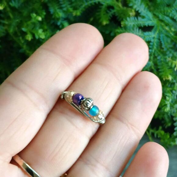 Dainty Boho Chic Seed Bead Ring, Stackable Beaded Ring, Size 8 - Picture 2 of 2